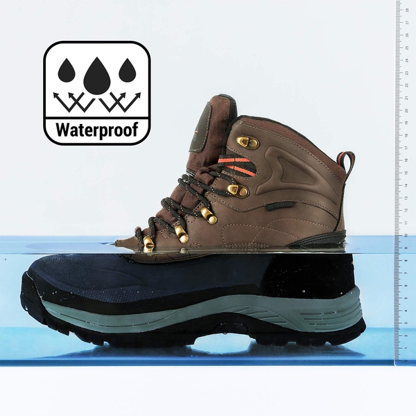 Men's Waterproof Winter Snow Hiking Boots【Wide Fit】 - BROWN-BLACK - 1